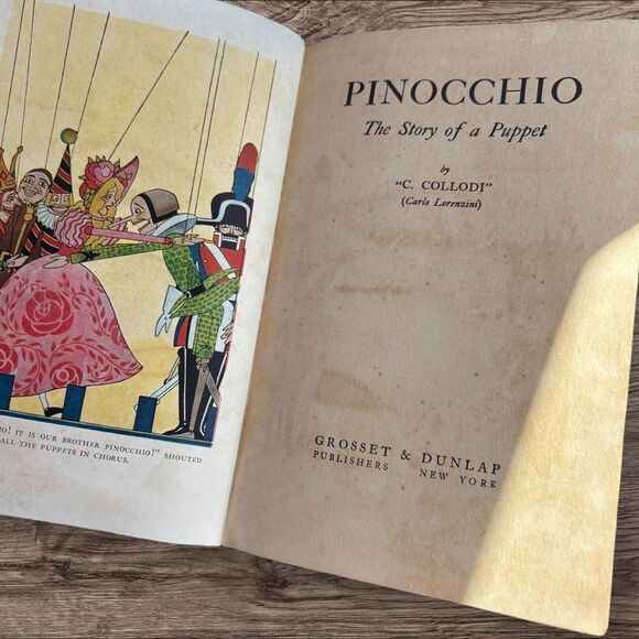 Vintage Orange Pinocchio Book by C. Collodi - Picture 4 of 6